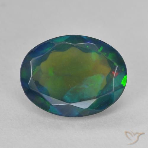 2.30ct Natürlicher Mehrfarbig Schwarzer Opal, Oval, Lichtdurchlässig