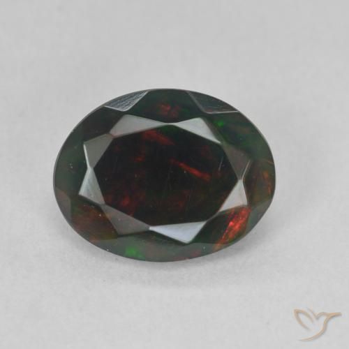 1.19ct Natürlicher Mehrfarbig Schwarzer Opal, Oval, Lichtdurchlässig