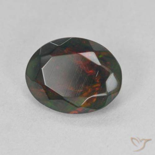 9,17 ctw natürlicher Mehrfarbig Schwarzer Opal, Oval, Lichtdurchlässig