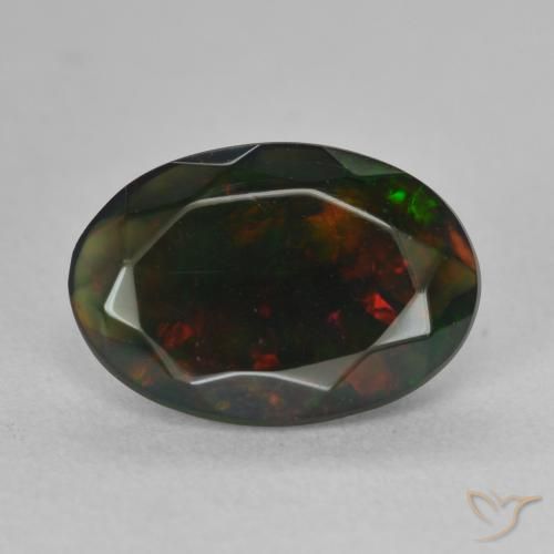 1.44ct Natürlicher Mehrfarbig Schwarzer Opal, Oval, Lichtdurchlässig