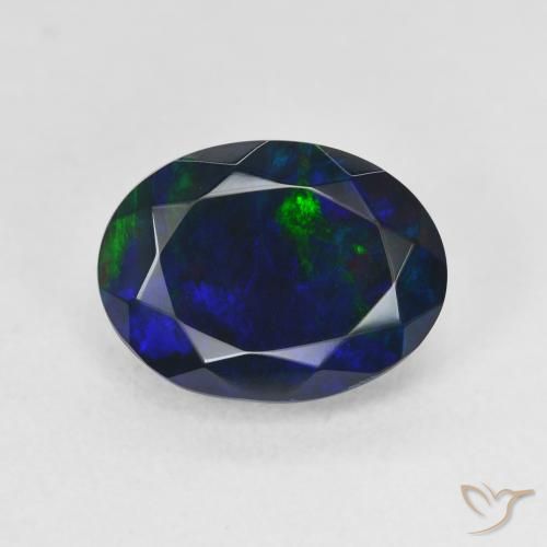 2.18ct Natürlicher Mehrfarbig Schwarzer Opal, Oval, Lichtdurchlässig
