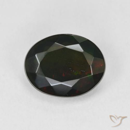 1.69ct Natürlicher Mehrfarbig Schwarzer Opal, Oval, Lichtdurchlässig