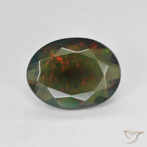 2.07ct Natürlicher Mehrfarbig Schwarzer Opal, Oval, Lichtdurchlässig