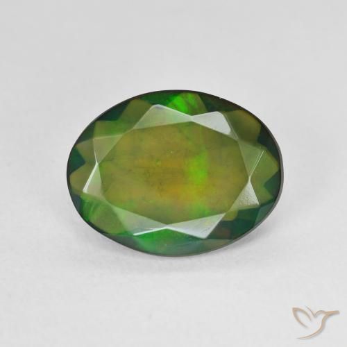 1.90ct Natürlicher Mehrfarbig Schwarzer Opal, Oval, Lichtdurchlässig