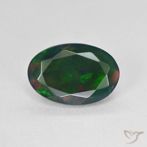 1.66ct Natürlicher Mehrfarbig Schwarzer Opal, Oval, Lichtdurchlässig