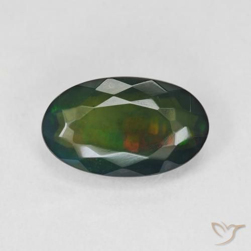 2.10ct Natürlicher Mehrfarbig Schwarzer Opal, Oval, Lichtdurchlässig