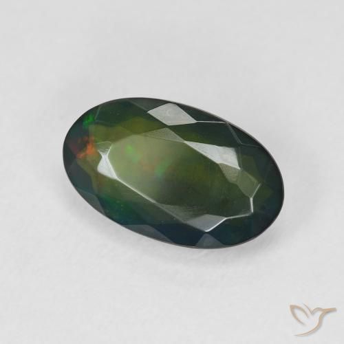 9,17 ctw natürlicher Mehrfarbig Schwarzer Opal, Oval, Lichtdurchlässig