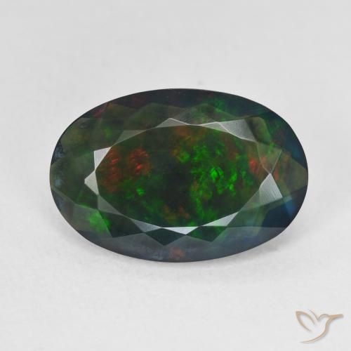 3.76ct Natürlicher Mehrfarbig Schwarzer Opal, Oval, Lichtdurchlässig