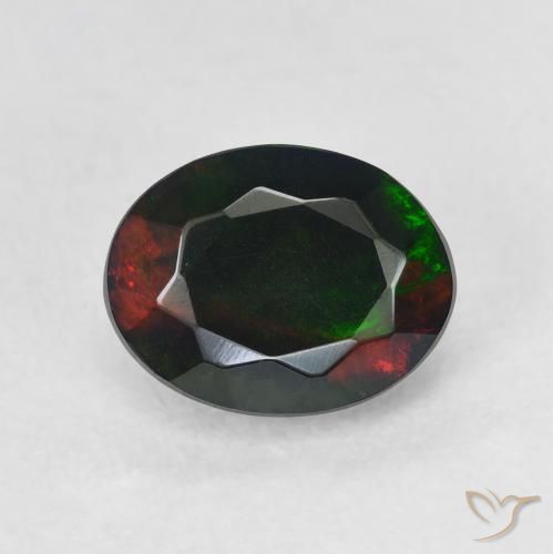 1.12ct Natürlicher Mehrfarbig Schwarzer Opal, Oval, Lichtdurchlässig
