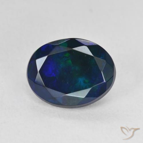 1.66ct Natürlicher Mehrfarbig Schwarzer Opal, Oval, Lichtdurchlässig