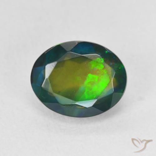 1.60ct Natürlicher Mehrfarbig Schwarzer Opal, Oval, Lichtdurchlässig
