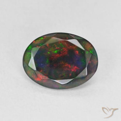 1.16ct Natürlicher Mehrfarbig Schwarzer Opal, Oval, Lichtdurchlässig