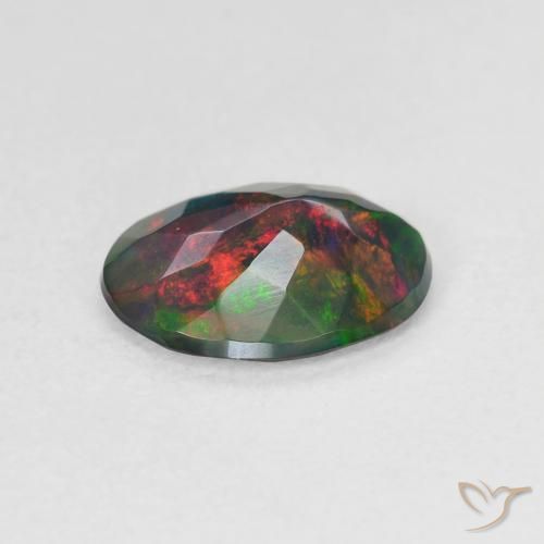 9,17 ctw natürlicher Mehrfarbig Schwarzer Opal, Oval, Lichtdurchlässig