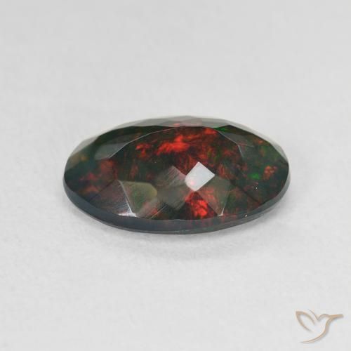 9,17 ctw natürlicher Mehrfarbig Schwarzer Opal, Oval, Lichtdurchlässig