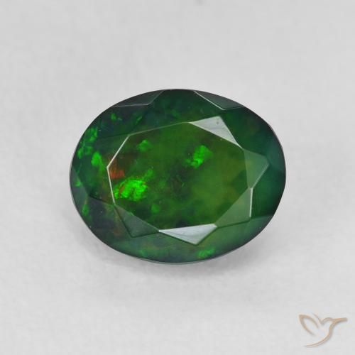 1.38ct Natürlicher Mehrfarbig Schwarzer Opal, Oval, Lichtdurchlässig