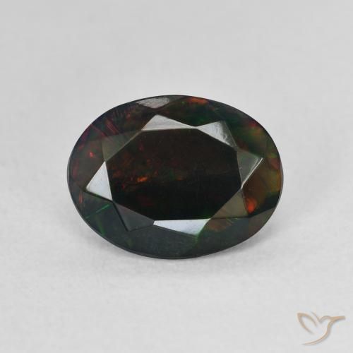 1.19ct Natürlicher Mehrfarbig Schwarzer Opal, Oval, Lichtdurchlässig