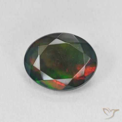 1.17ct Natürlicher Mehrfarbig Schwarzer Opal, Oval, Lichtdurchlässig
