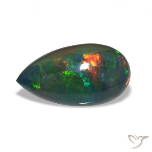 6.81ct Mehrfarbig Schwarzer Opal, Birnenform, Lichtundurchlässig