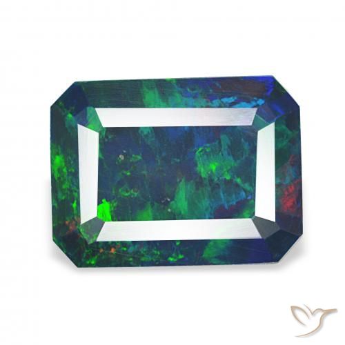 1.81ct Mehrfarbig Schwarzer Opal, Smaragdschliff, Lichtundurchlässig