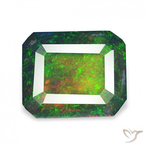 2.23ct Mehrfarbig Schwarzer Opal, Smaragdschliff, Lichtundurchlässig