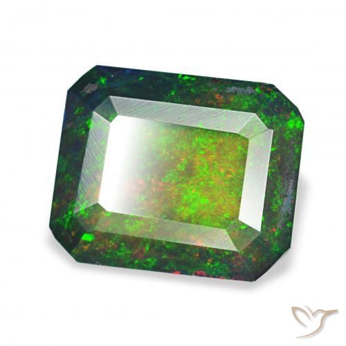 9,17 ctw natürlicher Mehrfarbig Schwarzer Opal, Smaragdschliff, Lichtundurchlässig