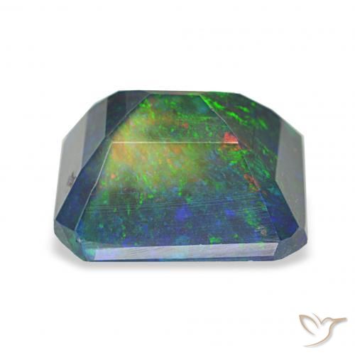 9,17 ctw natürlicher Mehrfarbig Schwarzer Opal, Smaragdschliff, Lichtundurchlässig