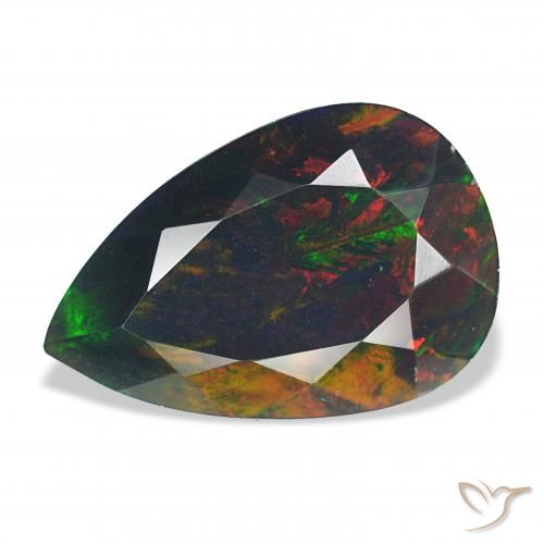 6.18ct Mehrfarbig Schwarzer Opal, Birnenform, Lichtundurchlässig