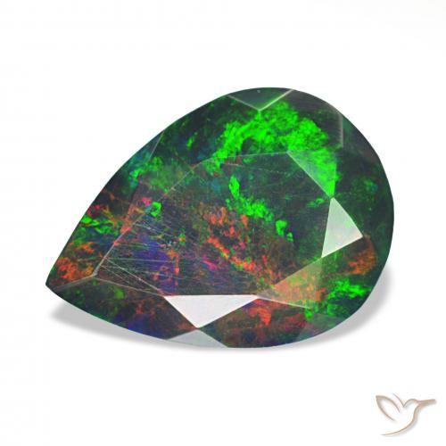 1.40ct Mehrfarbig Schwarzer Opal, Birnenform, Lichtundurchlässig