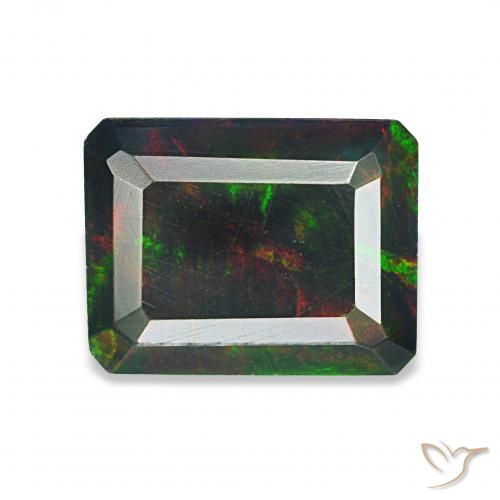 1.12ct Mehrfarbig Schwarzer Opal, Smaragdschliff, Lichtundurchlässig