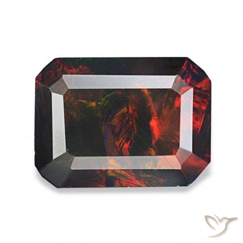 1.24ct Mehrfarbig Schwarzer Opal, Smaragdschliff, Lichtundurchlässig