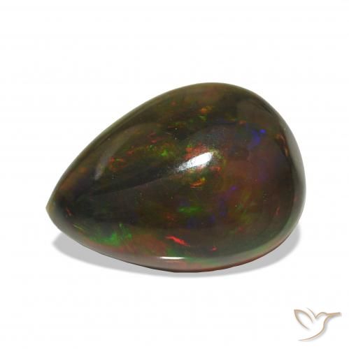 3.97ct Mehrfarbig Schwarzer Opal, Birnenform, Lichtundurchlässig