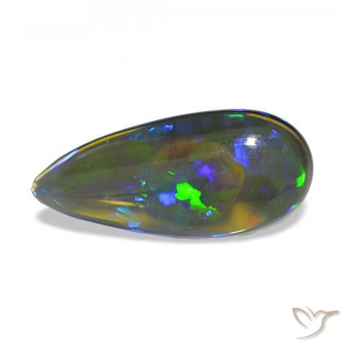 3.09ct Mehrfarbig Schwarzer Opal, Birnenform, Transparent