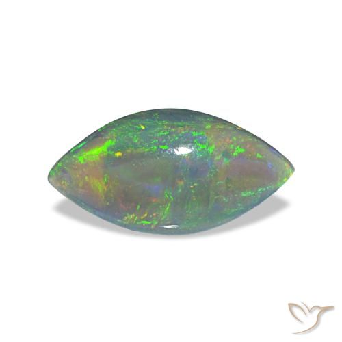 0,56 ctw natürlicher mehrfarbiger Schwarzer Opal, Marquise, Lichtdurchlässig