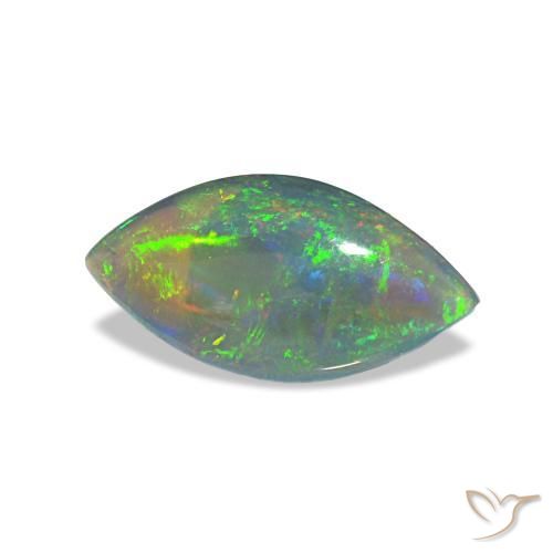 0,56 ctw natürlicher mehrfarbiger Schwarzer Opal, Marquise, Lichtdurchlässig