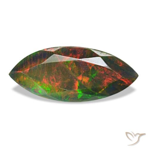 1,58 ctw natürlicher mehrfarbiger Schwarzer Opal, Marquise, Lichtdurchlässig