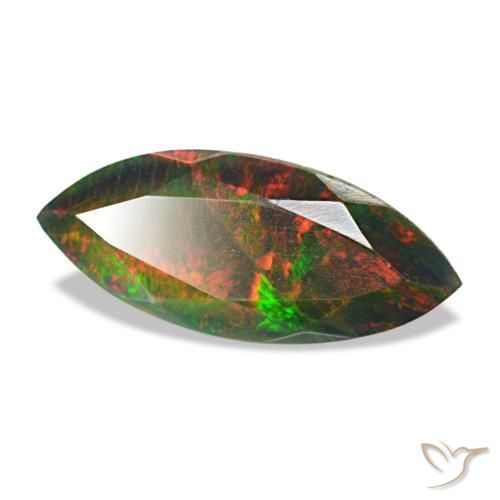 1,58 ctw natürlicher mehrfarbiger Schwarzer Opal, Marquise, Lichtdurchlässig