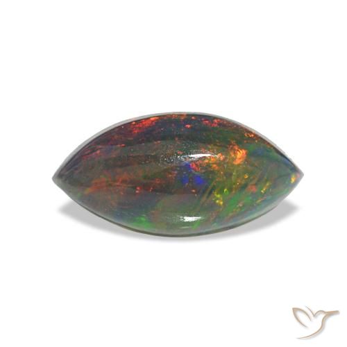 0,78 ctw natürlicher mehrfarbiger Schwarzer Opal, Marquise, Lichtdurchlässig