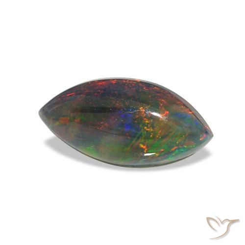 0,78 ctw natürlicher mehrfarbiger Schwarzer Opal, Marquise, Lichtdurchlässig