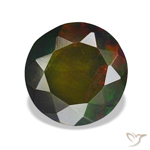 1.69ct Mehrfarbiger Schwarzer Opal, Rund, Lichtundurchlässig