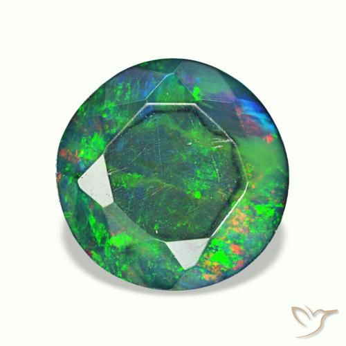1,62 ctw natürlicher mehrfarbiger Schwarzer Opal, Rundschliff, Lichtdurchlässig