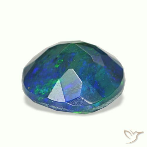 1,62 ctw natürlicher mehrfarbiger Schwarzer Opal, Rundschliff, Lichtdurchlässig
