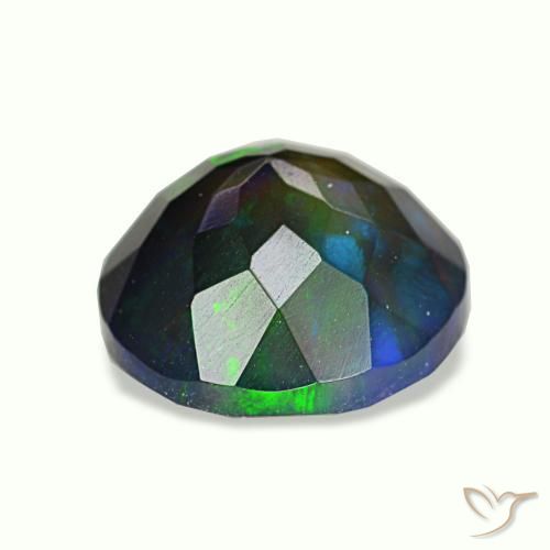 1,91 ctw natürlicher mehrfarbiger Schwarzer Opal, Rundschliff, Lichtdurchlässig