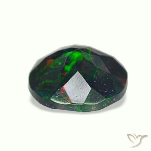 0,75 ctw natürlicher mehrfarbiger Schwarzer Opal, Rundschliff, Lichtundurchlässig