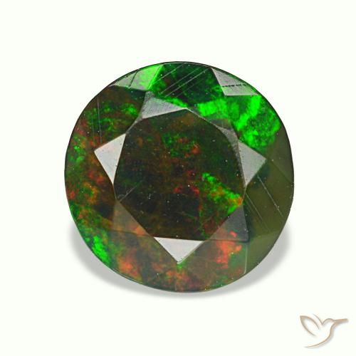 0,95 ctw natürlicher mehrfarbiger Schwarzer Opal, Rundschliff, Lichtundurchlässig