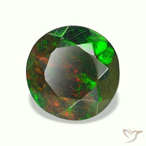 0,95 ctw natürlicher mehrfarbiger Schwarzer Opal, Rundschliff, Lichtundurchlässig
