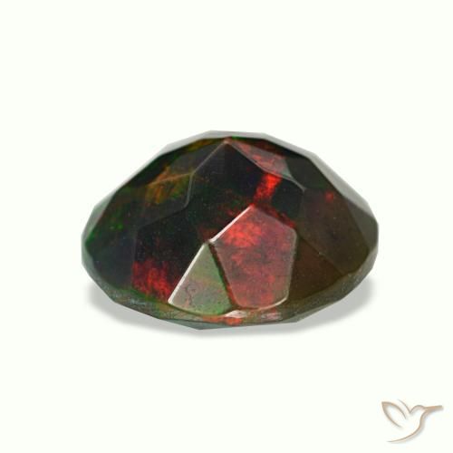 0,95 ctw natürlicher mehrfarbiger Schwarzer Opal, Rundschliff, Lichtundurchlässig