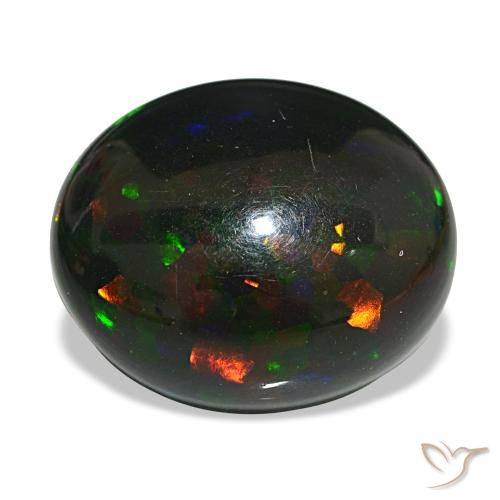 14,55 ctw natürlicher mehrfarbiger Schwarzer Opal, Oval Schliff, Lichtundurchlässig