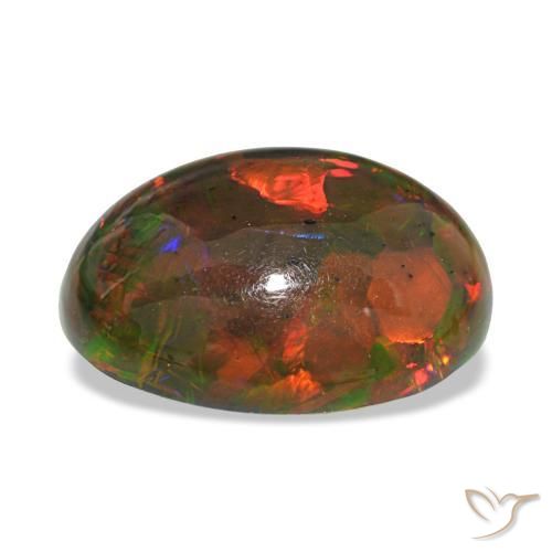 10,13 ctw natürlicher mehrfarbiger Schwarzer Opal, Oval Schliff, Lichtundurchlässig
