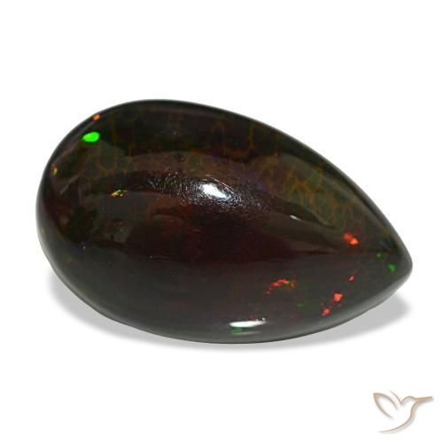13,64 ctw natürlicher mehrfarbiger Schwarzer Opal, Birnenform, Lichtundurchlässig
