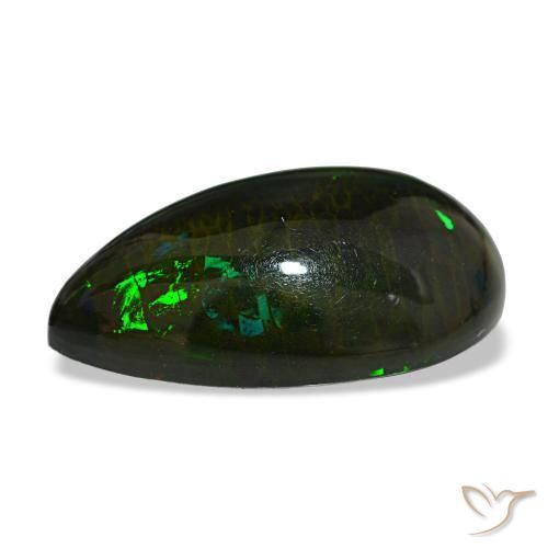 13,64 ctw natürlicher mehrfarbiger Schwarzer Opal, Birnenform, Lichtundurchlässig